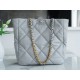 Chanel 22B 19 Bag Tote Light Grey and Silver Small Lambskin  