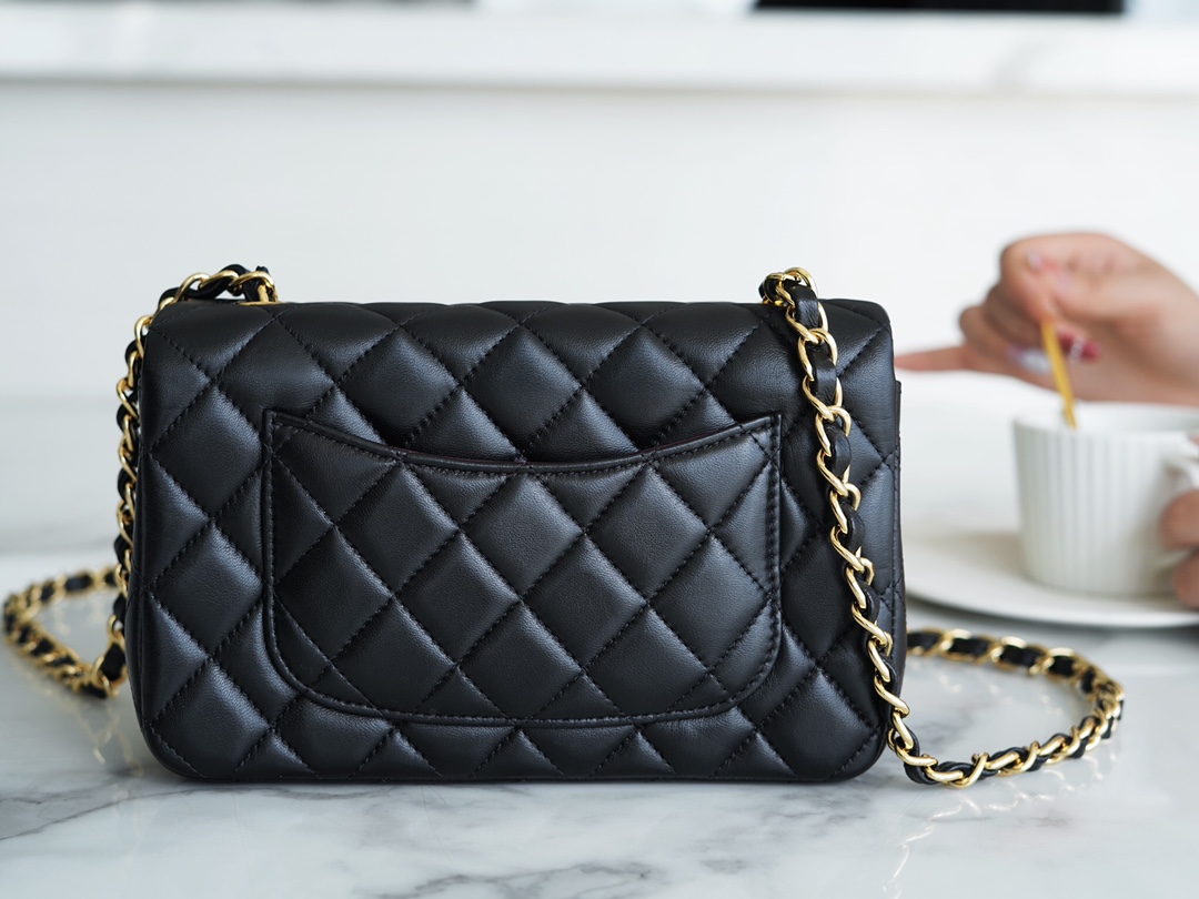 Mini Classic Flap in Black and Gold Small Lambskin  