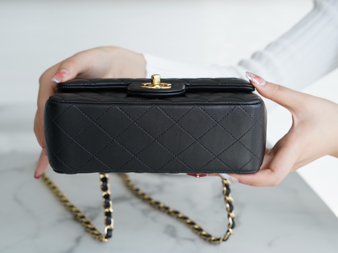 Mini Classic Flap in Black and Gold Small Lambskin  