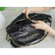 Chanel 22P 22 Bag Small Black and Gold with White Stripe Calfskin  