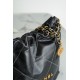 Chanel 22P 22 Bag Small Black and Gold with White Stripe Calfskin  