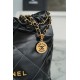 Chanel 22P 22 Bag Small Black and Gold with White Stripe Calfskin  