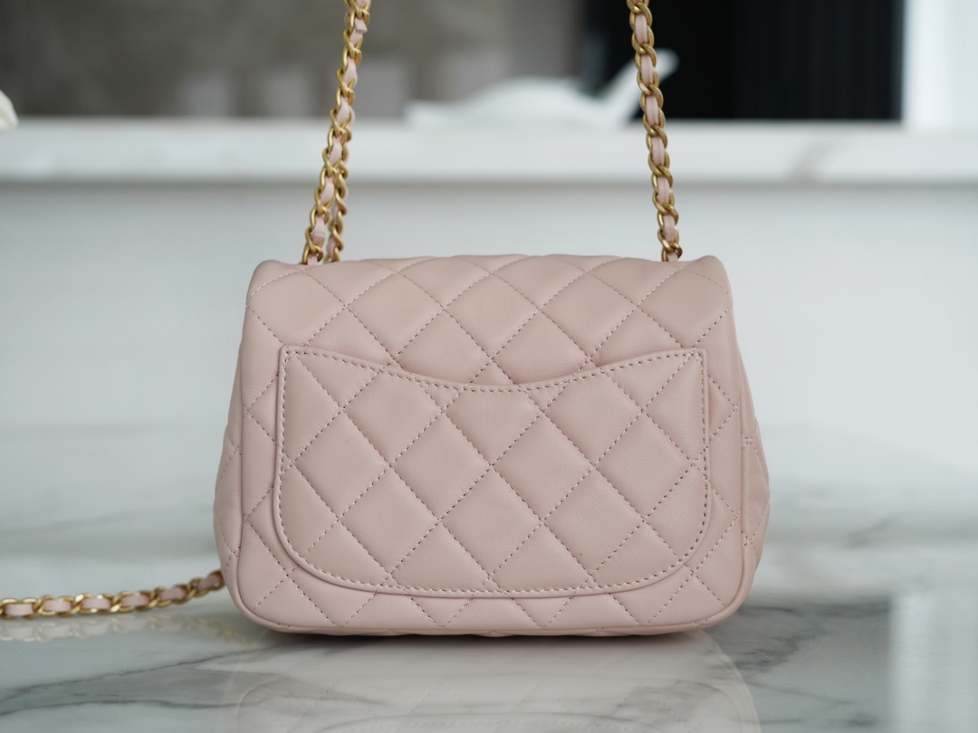 Chanel Metal Ball Square Bag Sakura Pink Lambskin  