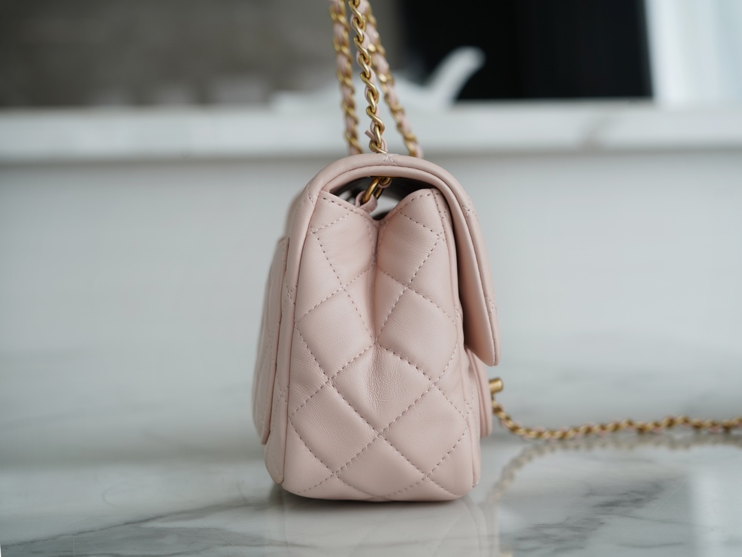 Chanel Metal Ball Square Bag Sakura Pink Lambskin  