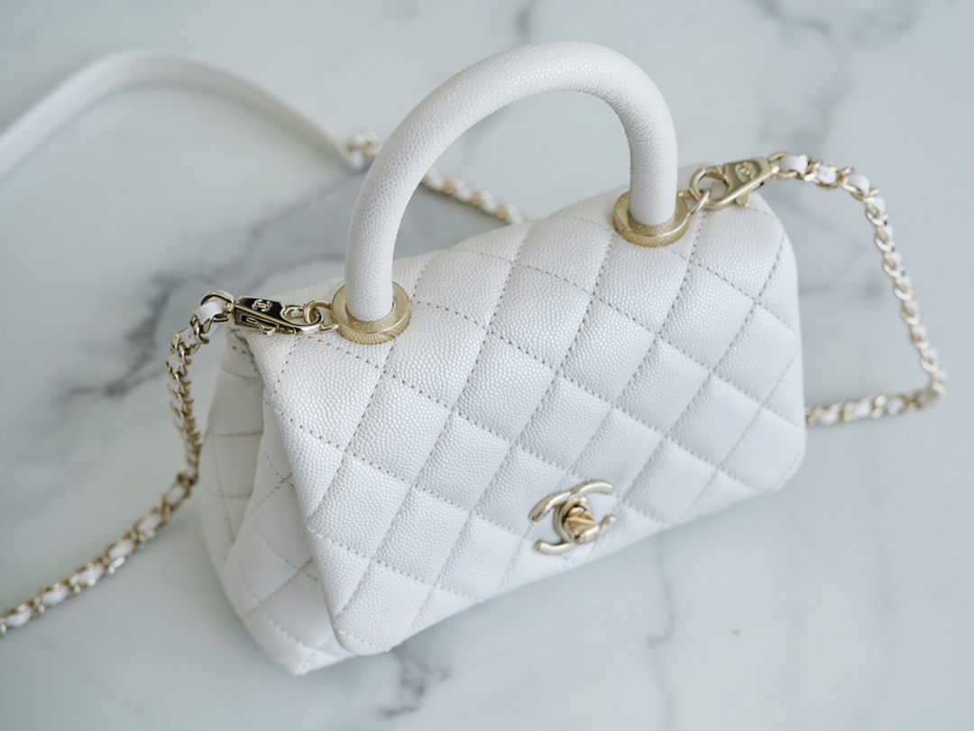 Chanel Coco Handle Mini Pearl White Calfskin  