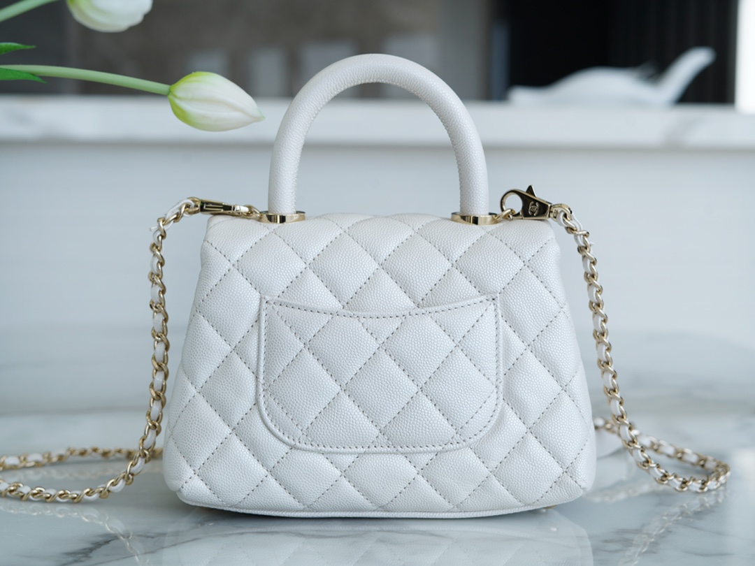 Chanel Coco Handle Mini Pearl White Calfskin  