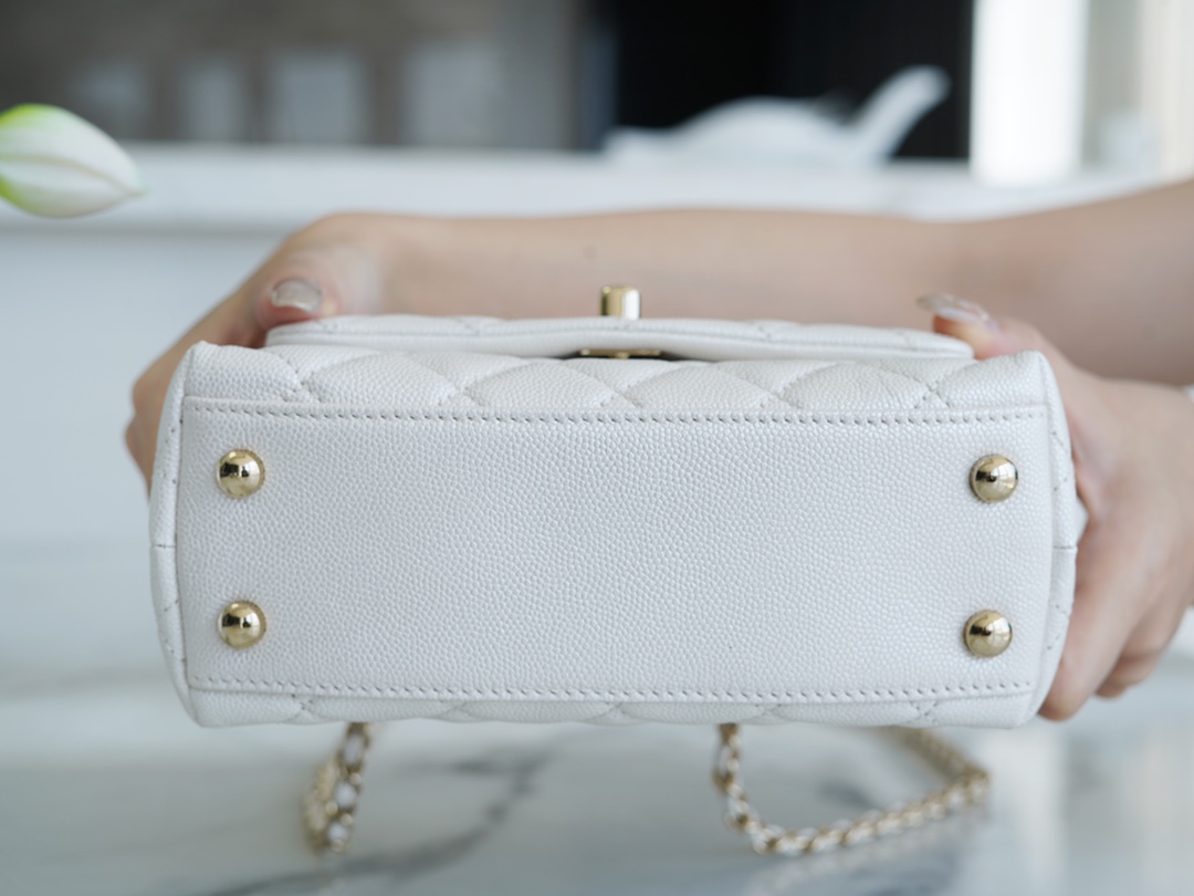 Chanel Coco Handle Mini Pearl White Calfskin  