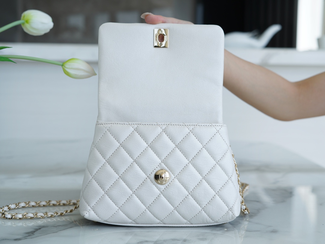 Chanel Coco Handle Mini Pearl White Calfskin  