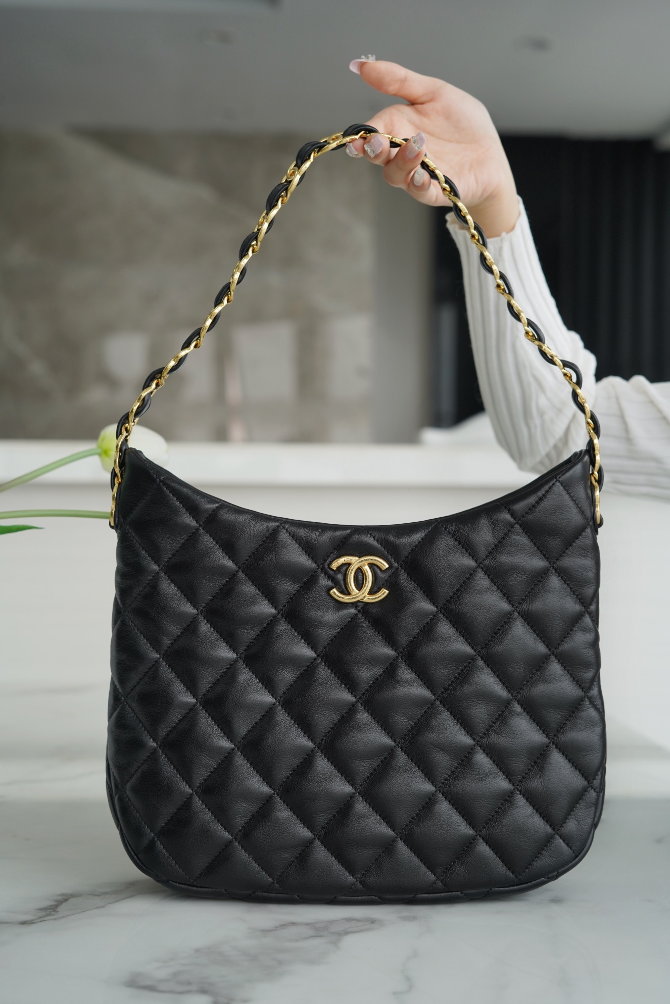 Chanel 22K Hobo Vintage Underarm Bag Small Lambskin  