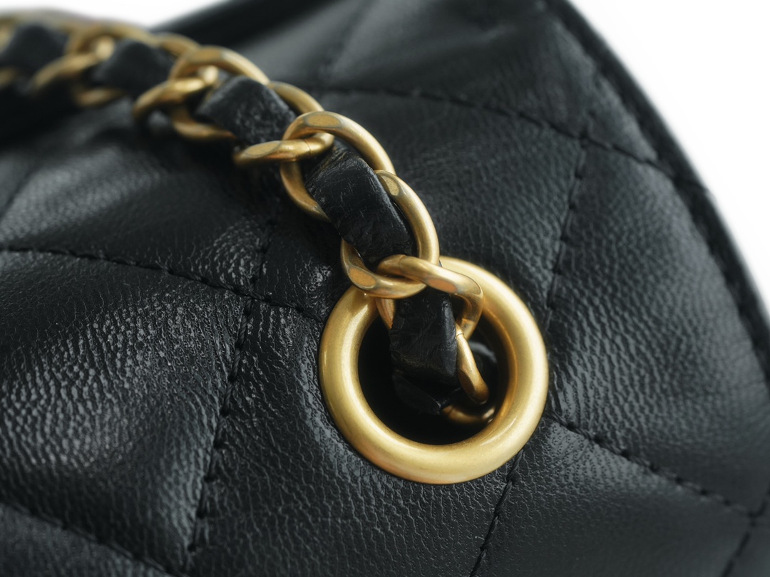 Chanel 22K Vintage Square Bag Black and Gold  