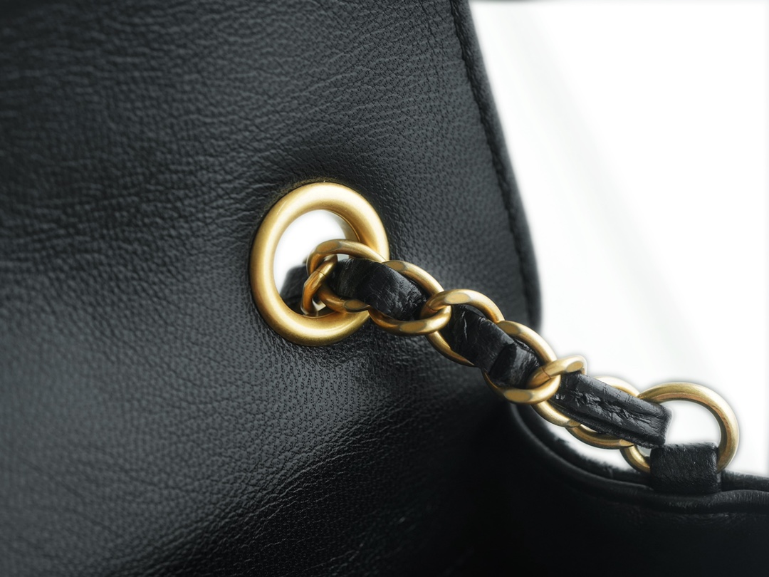 Chanel 22K Vintage Square Bag Black and Gold  