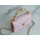 Chanel 22B Enamel Handle Chain Bag Medium Pink  