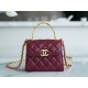 Chanel 22B Enamel Handle Chain Bag Small Wine Red  