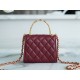 Chanel 22B Enamel Handle Chain Bag Small Wine Red  