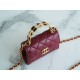 Chanel 22B Enamel Handle Chain Bag Small Wine Red  