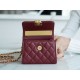 Chanel 22B Enamel Handle Chain Bag Small Wine Red  