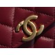 Chanel 22B Enamel Handle Chain Bag Small Wine Red  