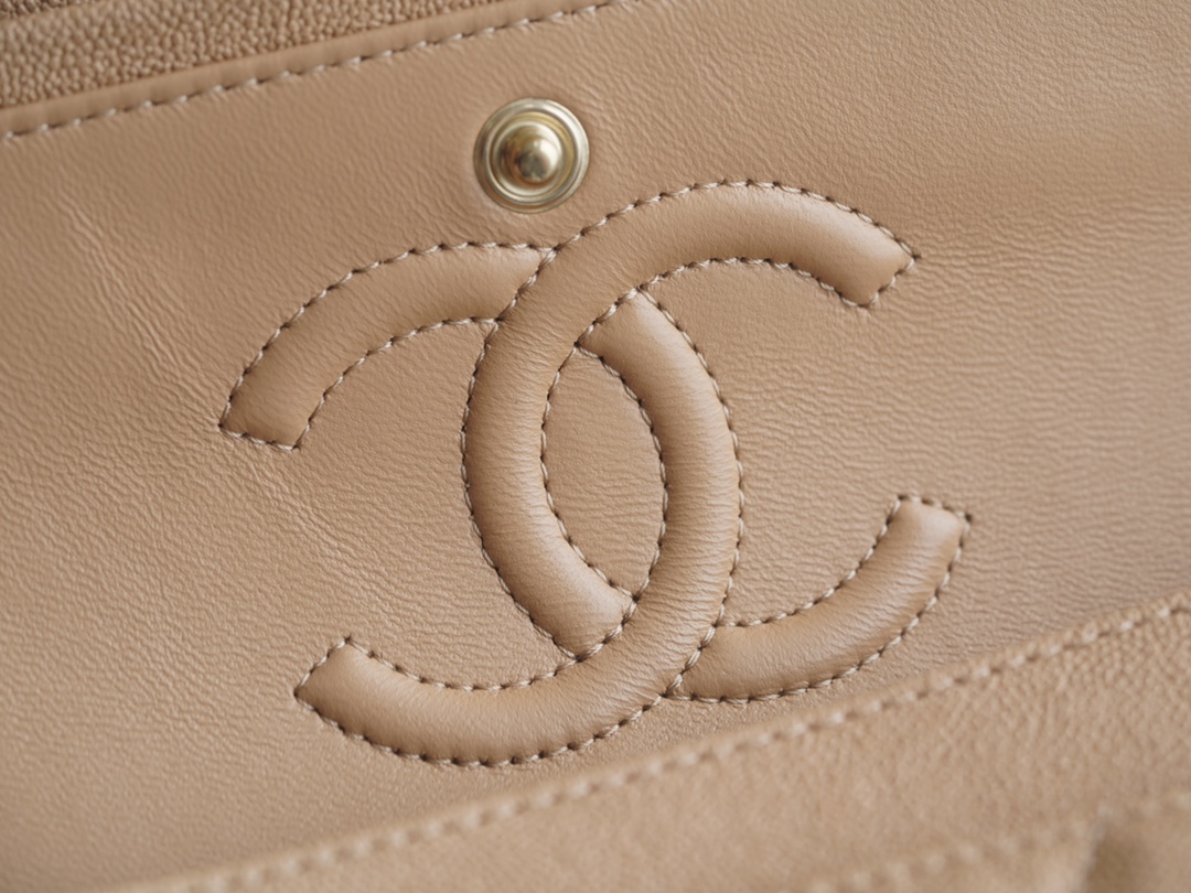 CF Classic Flap in Washed Calfskin Small Khaki  