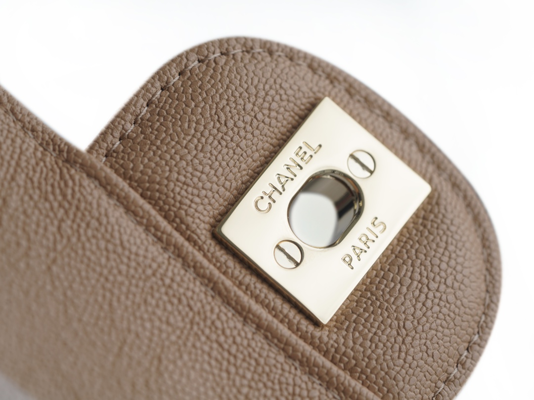 CF Classic Flap in Washed Calfskin Small Khaki  