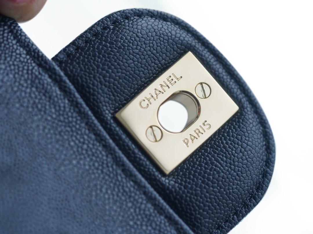 CF Classic Flap in Washed Calfskin Small Deep Blue  