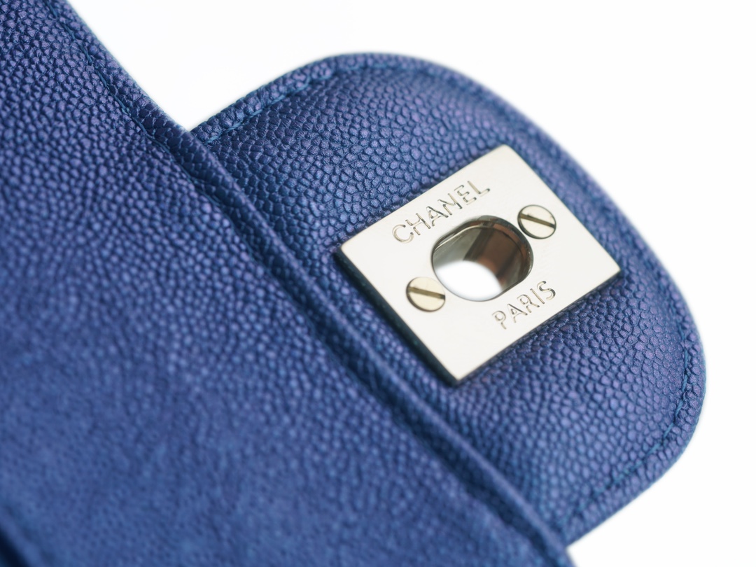 CF Classic Flap in Washed Calfskin Small Pearl Blue  