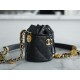 Chanel 22A Gold Mini Nano Bucket Bag Black Lizard-Print Calfskin  