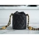 Chanel 22A Gold Mini Nano Bucket Bag Black Lizard-Print Calfskin  