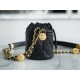 Chanel 22A Gold Mini Nano Bucket Bag Black Lizard-Print Calfskin  