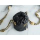 Chanel 22A Gold Mini Nano Bucket Bag Black Lizard-Print Calfskin  