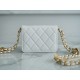 Chanel 22A Gold Mini White Lizard-Print Calfskin with Vintage Gold Clasp  