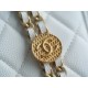 Chanel 22A Gold Mini White Lizard-Print Calfskin with Vintage Gold Clasp  