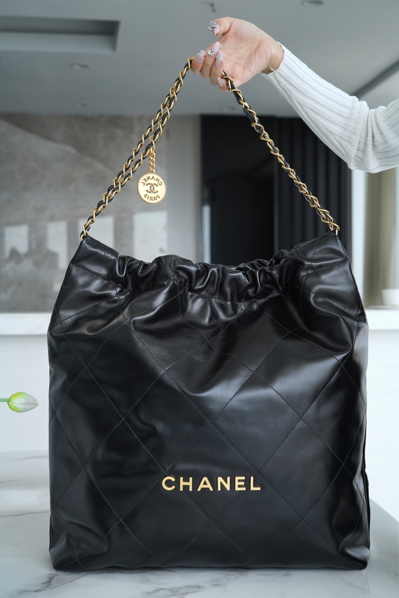 Chanel 22P 22 Bag Large Black and Gold  