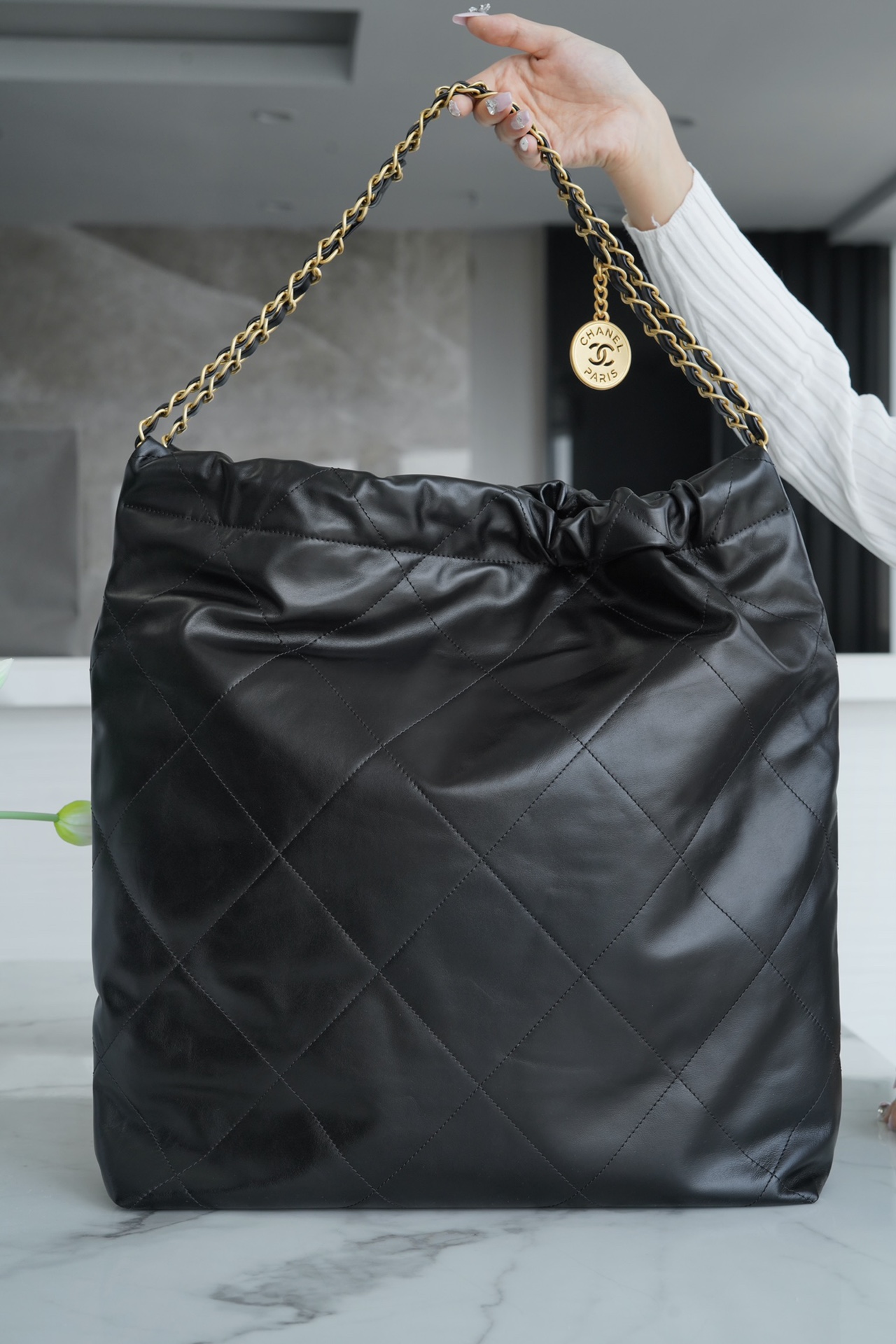 Chanel 22P 22 Bag Large Black and Gold  