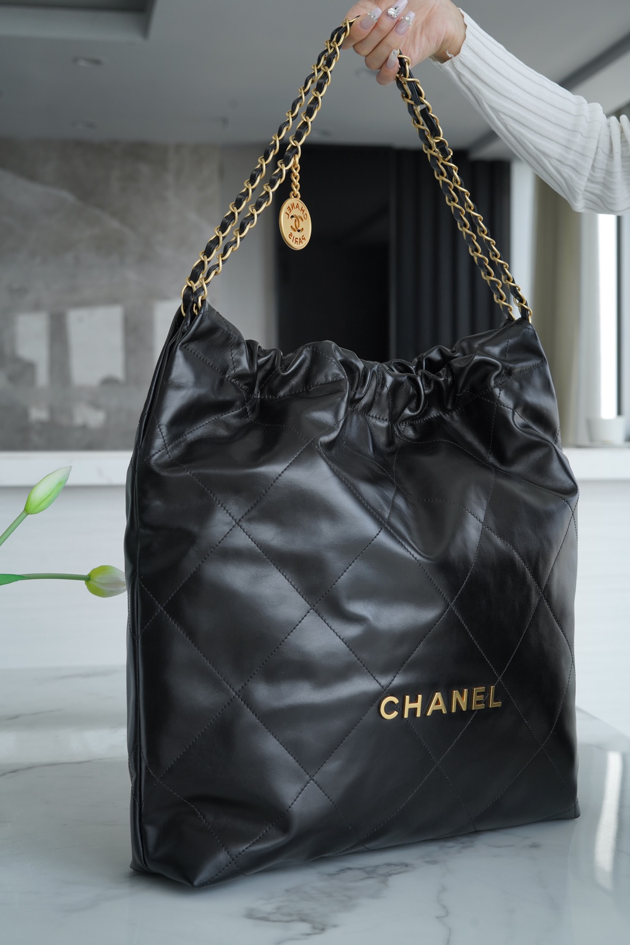 Chanel 22P 22 Bag Large Black and Gold  