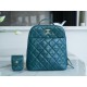 Chanel 22A Glossy Calfskin Backpack Lake Blue  