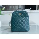 Chanel 22A Glossy Calfskin Backpack Lake Blue  