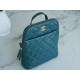 Chanel 22A Glossy Calfskin Backpack Lake Blue  