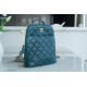 Chanel 22A Glossy Calfskin Backpack Lake Blue  