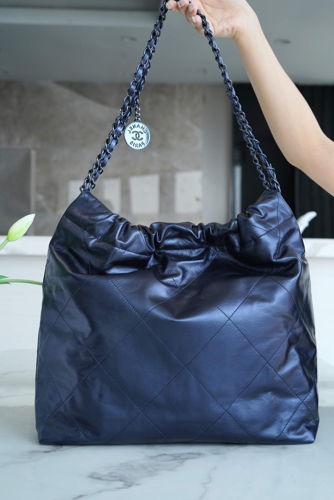 Chanel 22P 22 Bag Medium Metallic Blue  