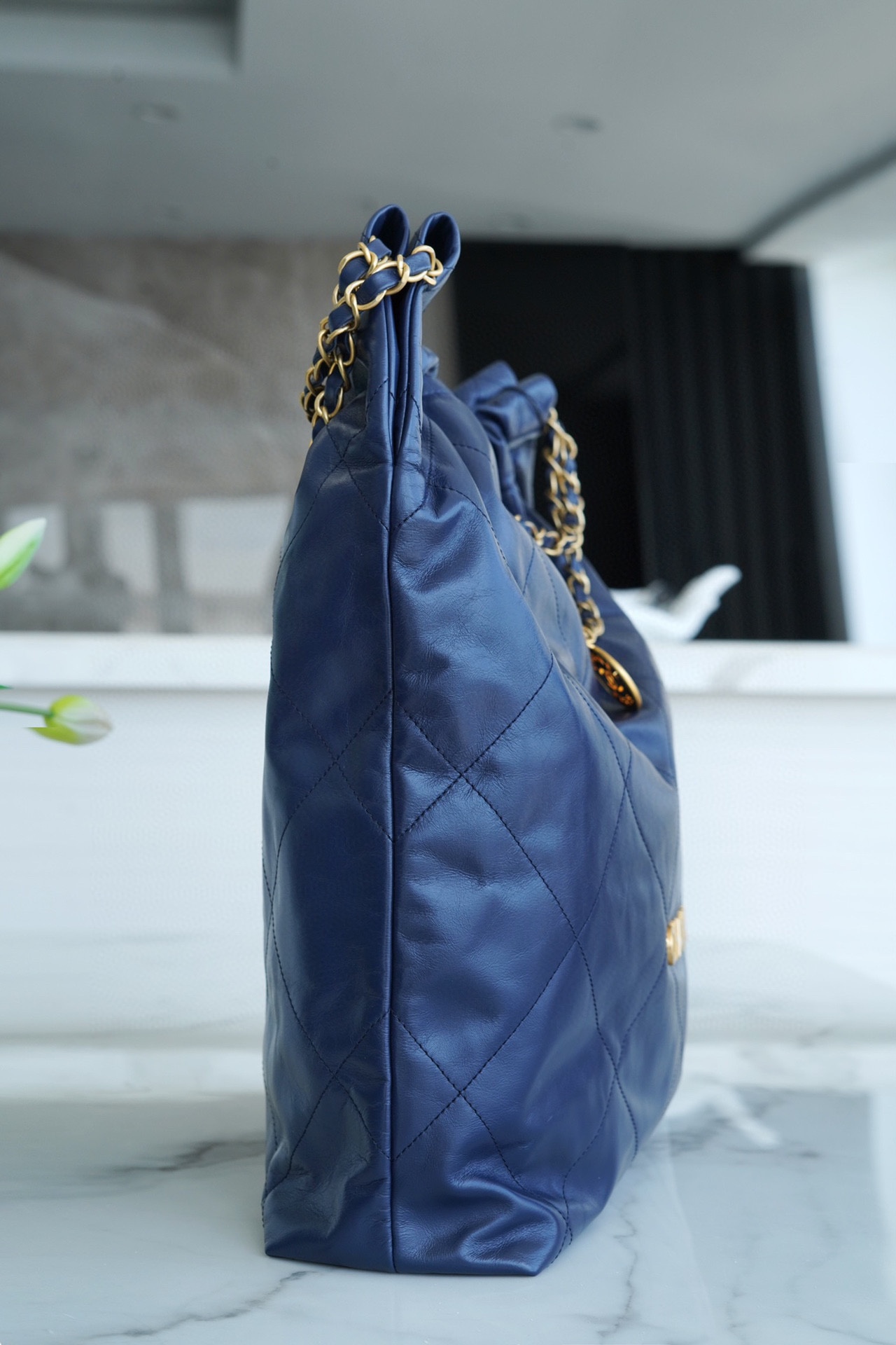 Chanel 22P 22 Bag Medium Navy Blue  