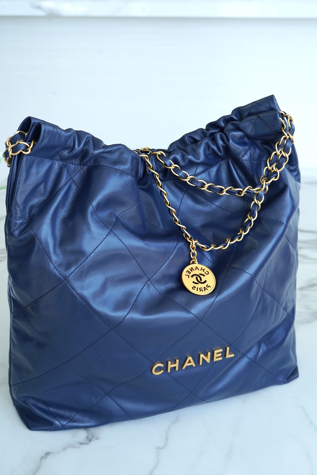 Chanel 22P 22 Bag Medium Navy Blue  