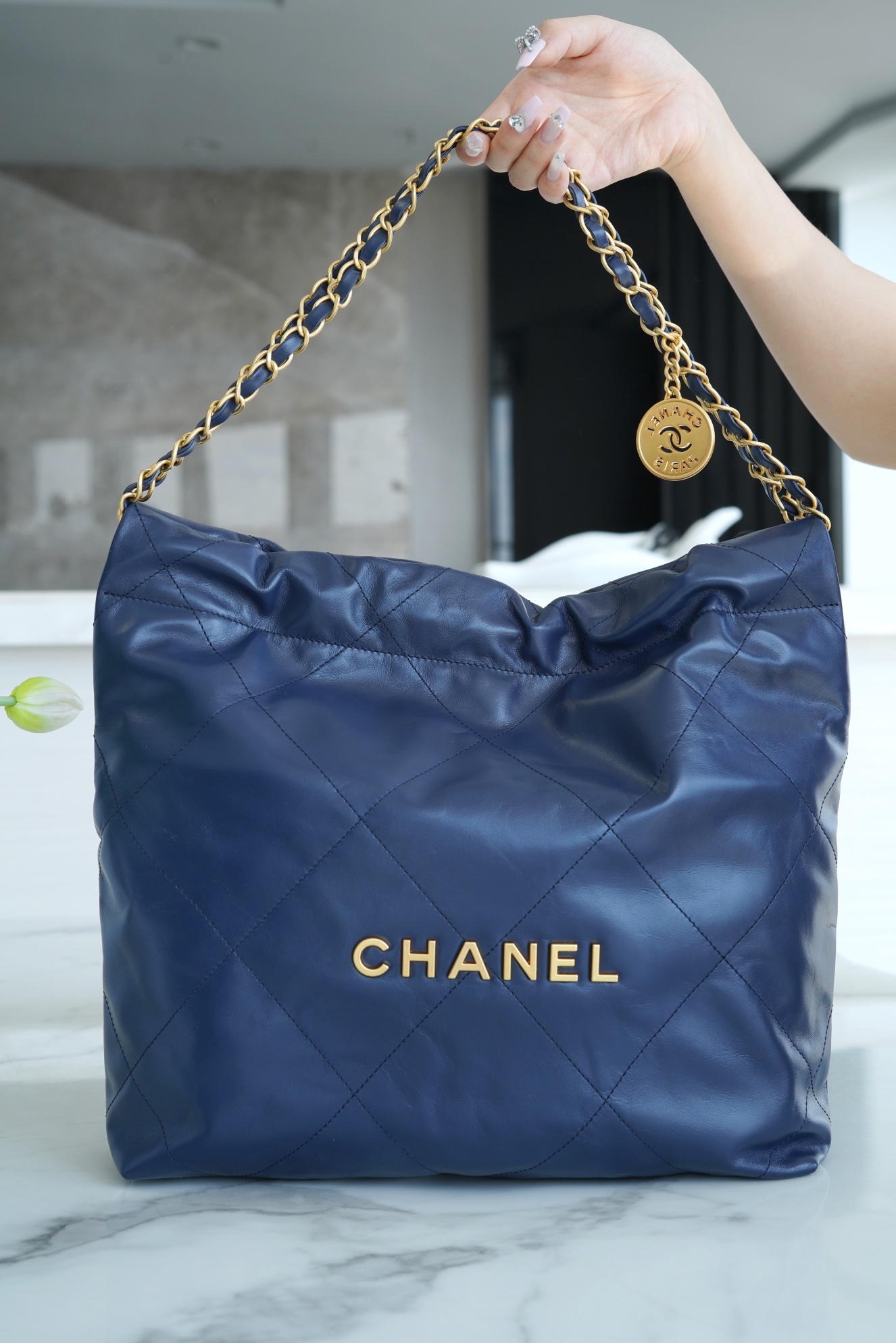 Chanel 22P 22 Bag Small Deep Blue  