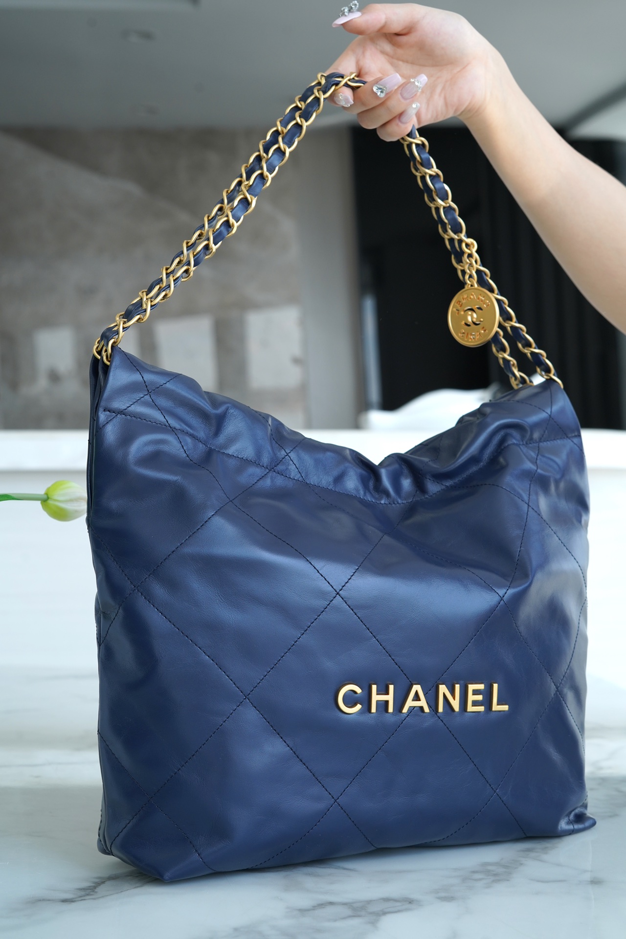 Chanel 22P 22 Bag Small Deep Blue  