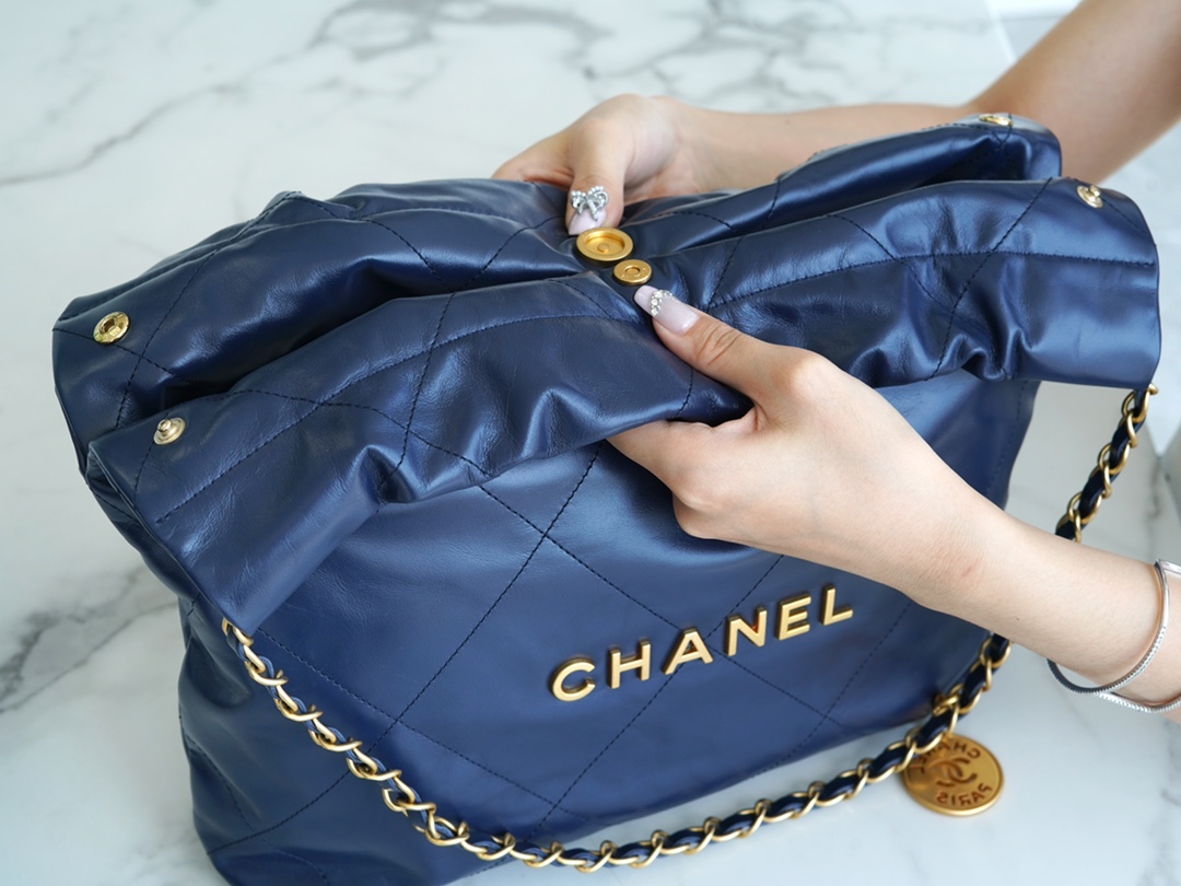 Chanel 22P 22 Bag Small Deep Blue  