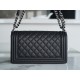 Chanel Leboy Large Quilted Black and Silver Medium Caviar Calfskin  