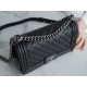 Chanel Leboy Large Quilted Black and Silver Medium Caviar Calfskin  