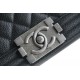 Chanel Leboy Large Quilted Black and Silver Medium Caviar Calfskin  