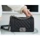 Chanel Leboy Large Quilted Black and Silver Small Caviar Calfskin  