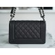 Chanel Leboy Large Quilted Black and Silver Small Caviar Calfskin  