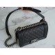 Chanel Leboy Large Quilted Black and Silver Small Caviar Calfskin  